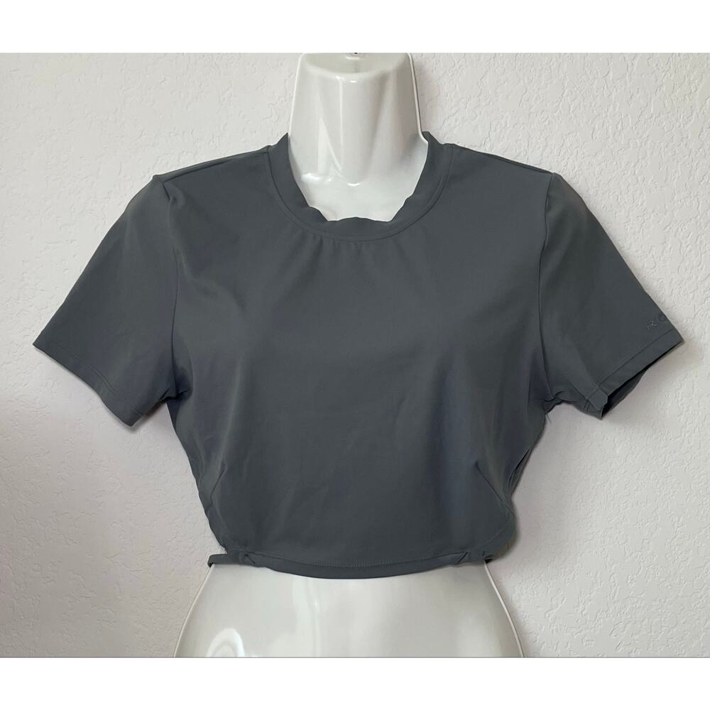 Riot Active Wear Yoga Crop Top Short Sleeve Crisscross Back NWT Size Large